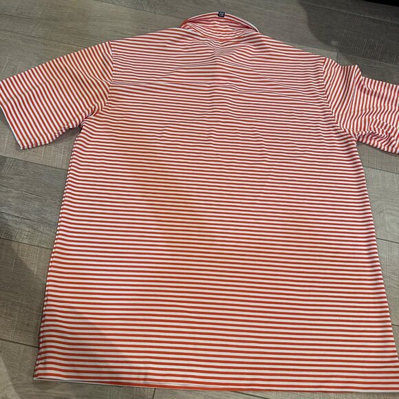 CUTTER & BUCK MENS XL TALL MENS ORANGE STRIPE GOLF POLO DRI FIT NWOT - Picture 8 of 8